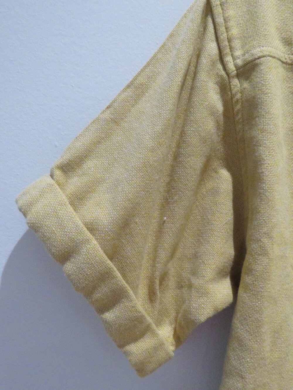 ANIAN Oxford Camp Collar Shirt Mustard Small Boxy Cropped Woven Casual Cotton - Picture 9 of 12